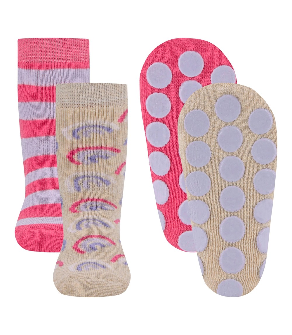 2er-Pack ABS-Socken Regenbogen Ringel