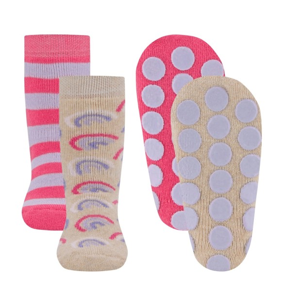 2er-Pack ABS-Socken Regenbogen Ringel