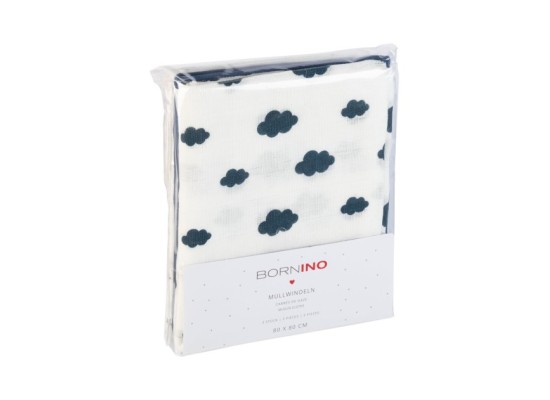 3er-Pack Mullwindeln Wolken und Sterne 80x80 cm
