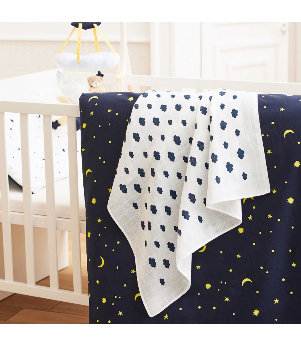 3er-Pack Mullwindeln Wolken und Sterne 80x80 cm