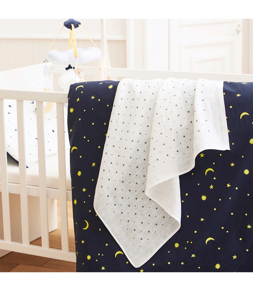 3er-Pack Mullwindeln Wolken und Sterne 80x80 cm