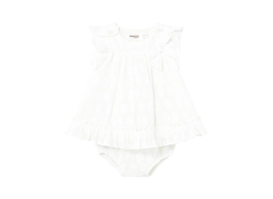 Webkleid Flügelarm Punkte Rüschen