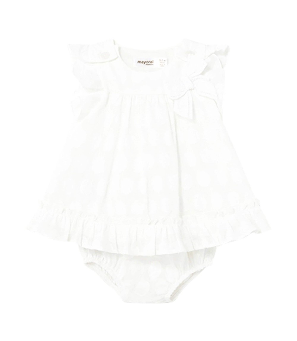 Webkleid Flügelarm Punkte Rüschen