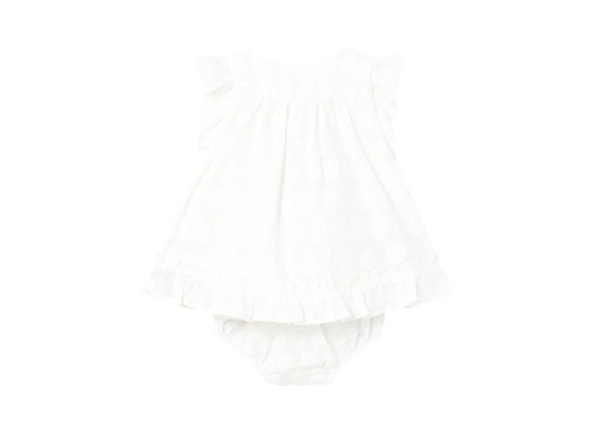 Webkleid Flügelarm Punkte Rüschen