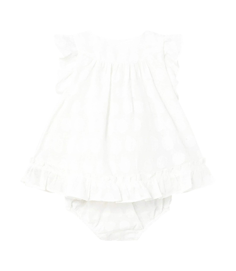 Webkleid Flügelarm Punkte Rüschen