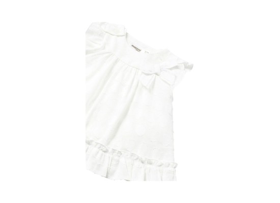 Webkleid Flügelarm Punkte Rüschen