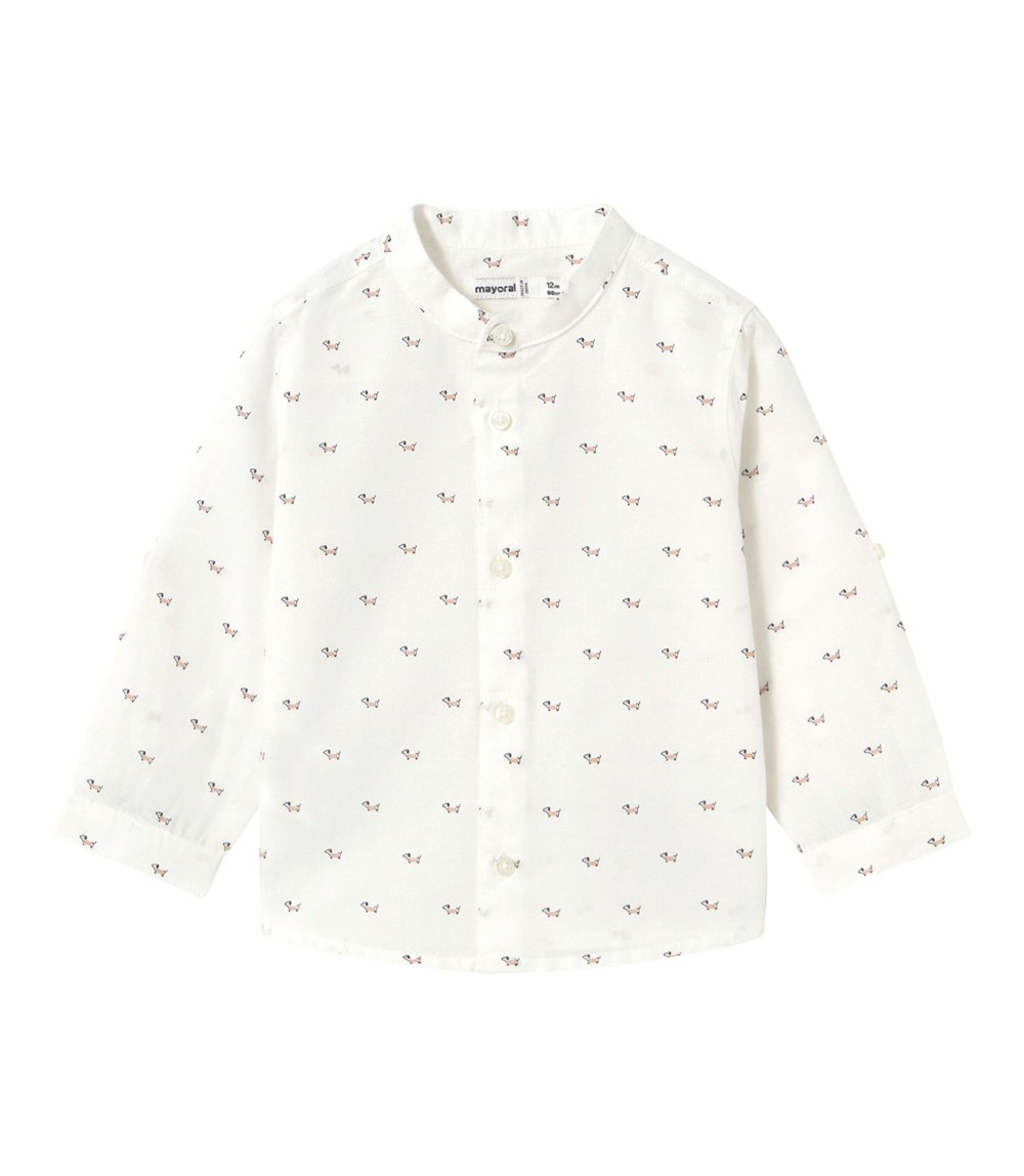 Hemd langarm Stehkragen Leinenanteil Hunde