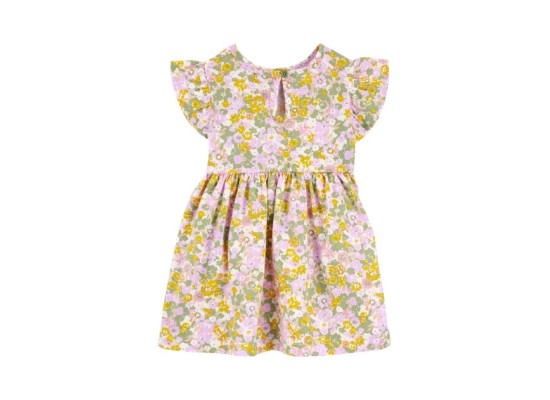 2-tlg. Set Kleid kurzarm und Spieler Blumen