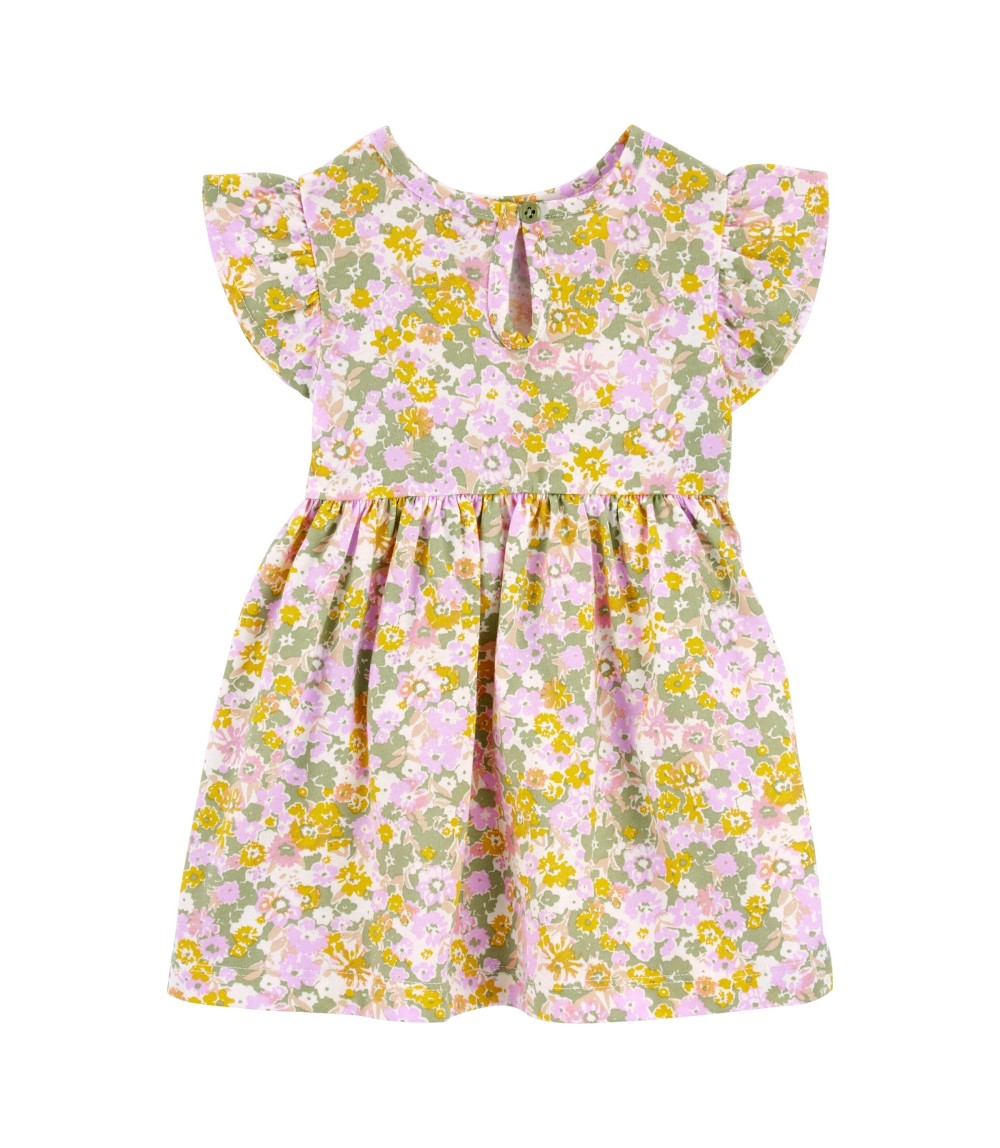 2-tlg. Set Kleid kurzarm und Spieler Blumen