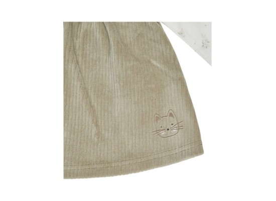 2-tlg. Set Nicki-Kleid ohne Arm und Shirt langarm Cordoptik Blumen