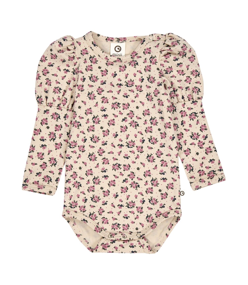 Body langarm mit Puffärmel Blumen
