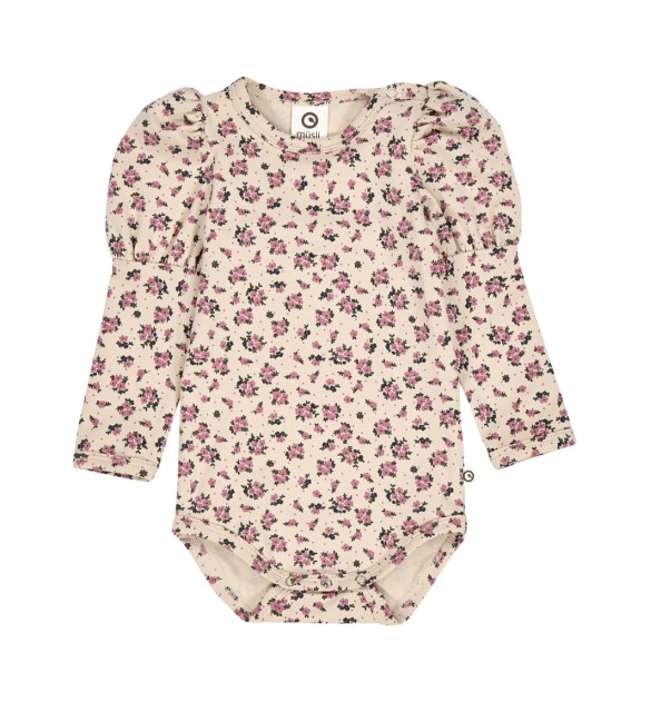 Body langarm mit Puffärmel Blumen