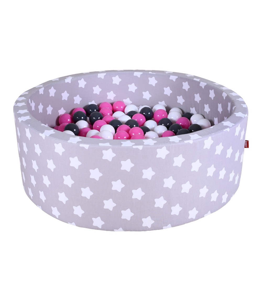 Bällebad soft - Grey white stars mit 300 Bällen