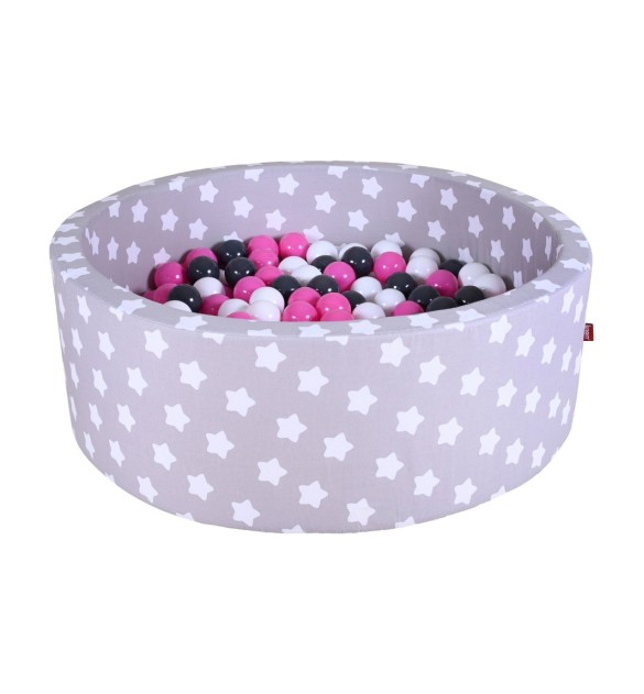 Bällebad soft - Grey white stars mit 300 Bällen
