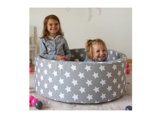 Bällebad soft - Grey white stars mit 300 Bällen