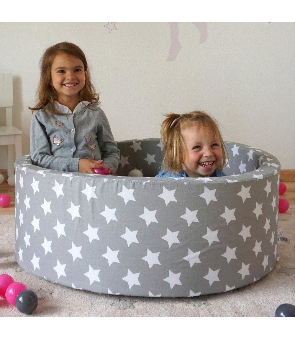 Bällebad soft - Grey white stars mit 300 Bällen