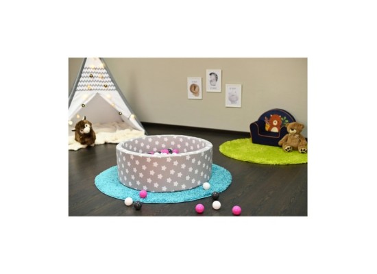 Bällebad soft - Grey white stars mit 300 Bällen