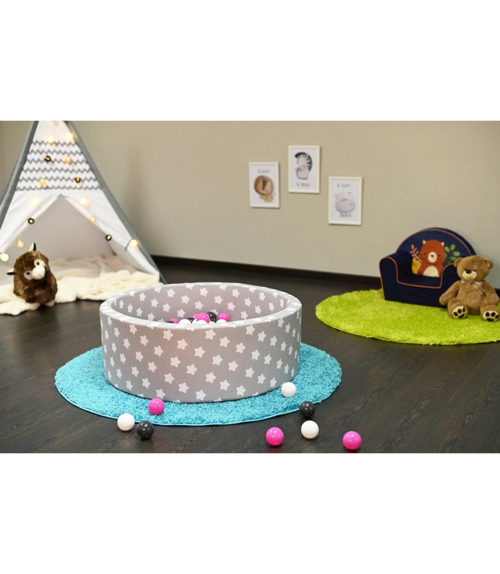 Bällebad soft - Grey white stars mit 300 Bällen