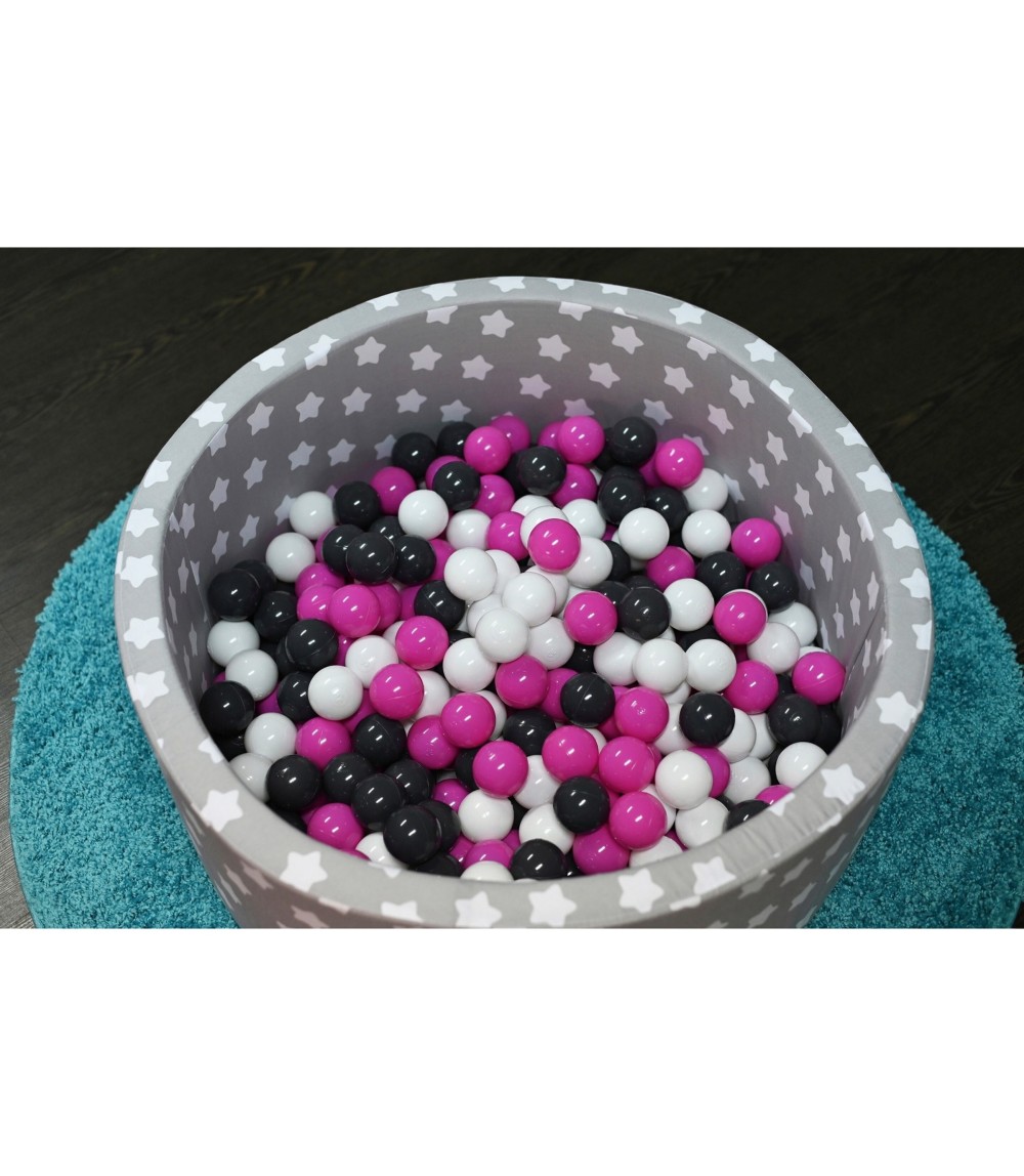 Bällebad soft - Grey white stars mit 300 Bällen