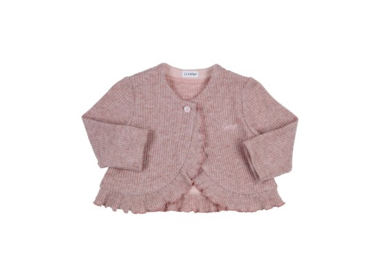 Strickjacke mit Lurex Rüschen Rippqualität