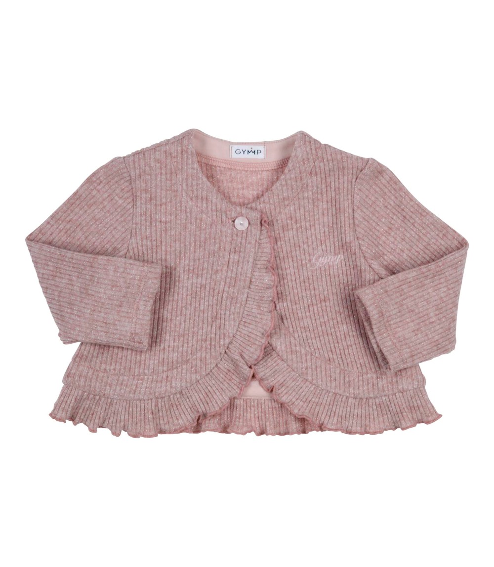 Strickjacke mit Lurex Rüschen Rippqualität