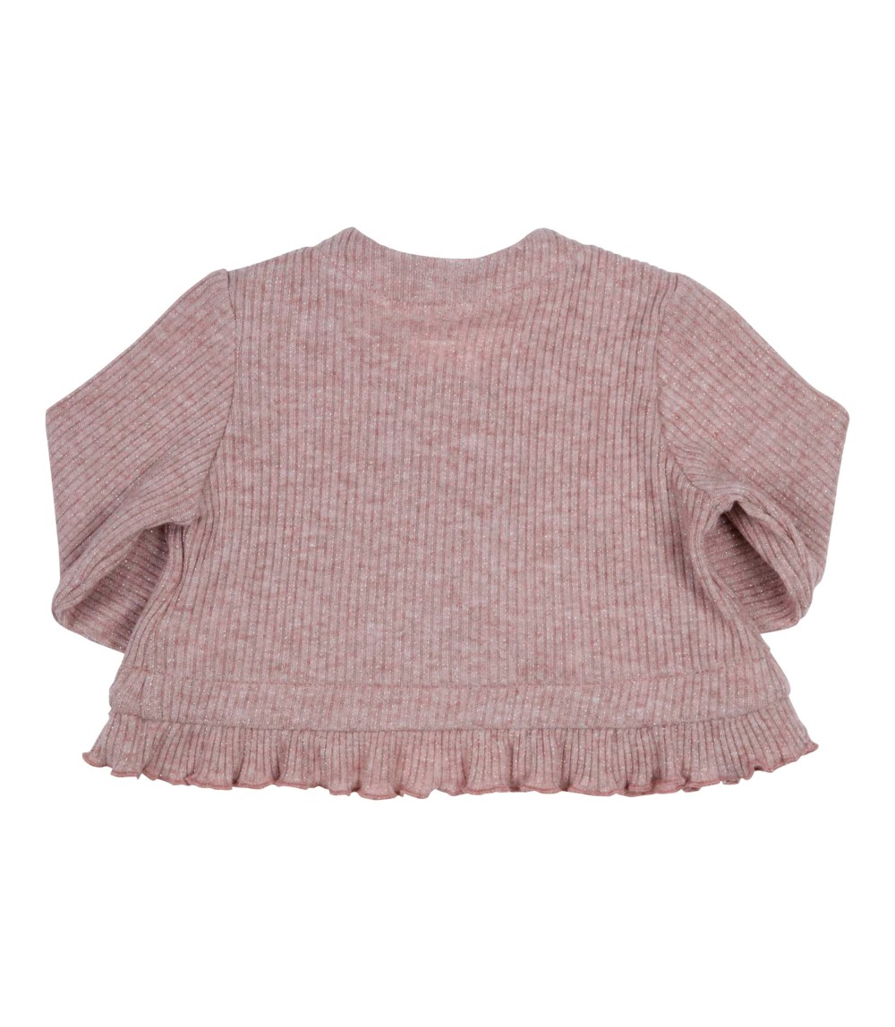 Strickjacke mit Lurex Rüschen Rippqualität