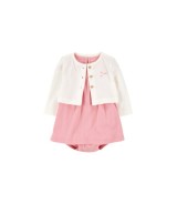 2-tlg. Set Bodykleid kurzarm und Jacke Rippqualität