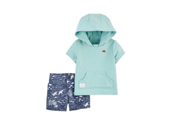 2-tlg. Set T-Shirt mit Kapuze und Sweatshorts