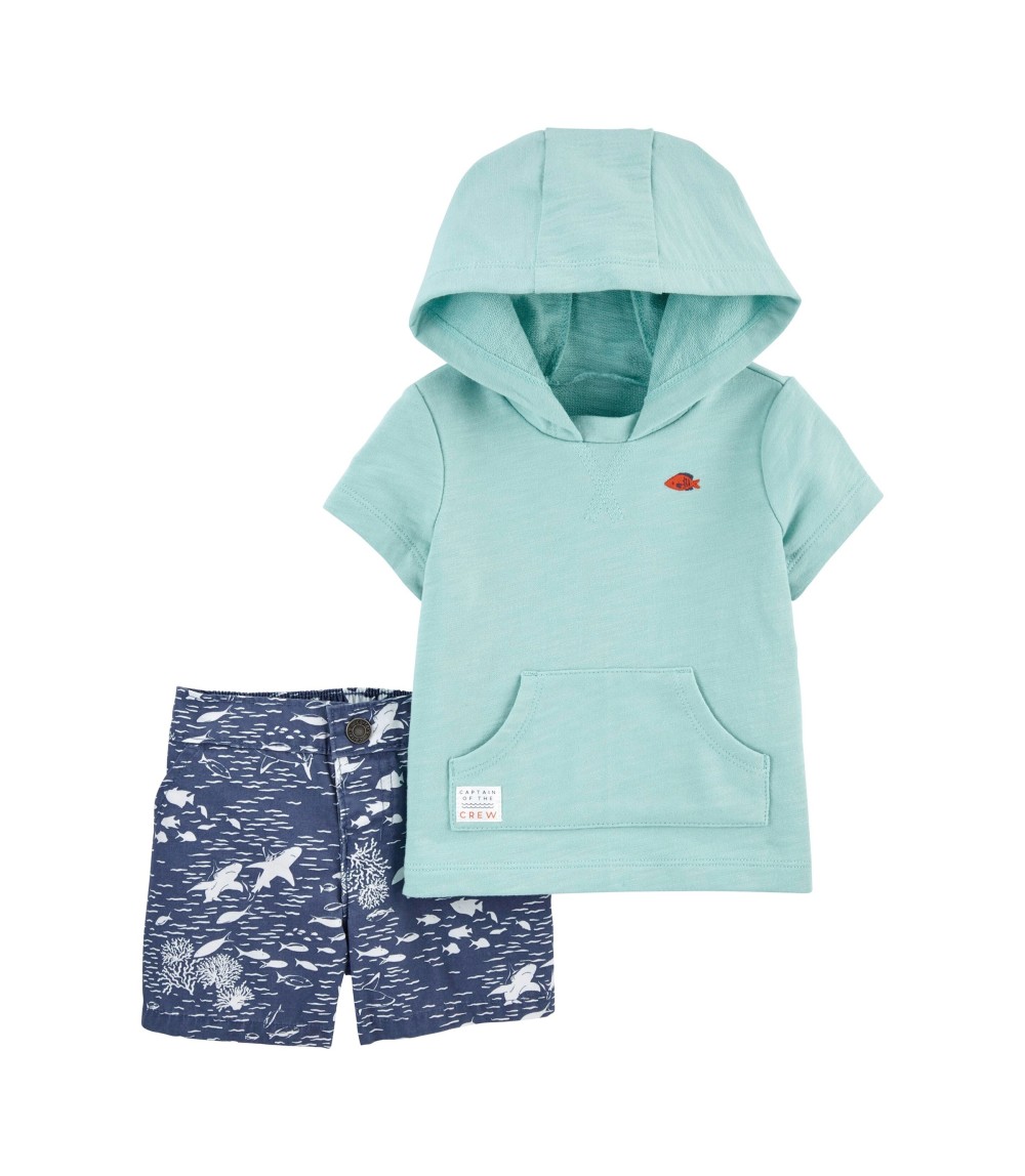 2-tlg. Set T-Shirt mit Kapuze und Sweatshorts