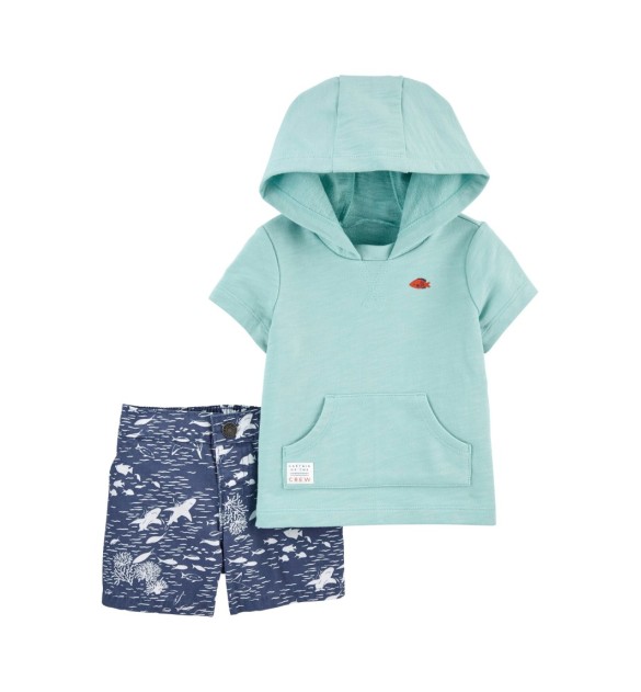 2-tlg. Set T-Shirt mit Kapuze und Sweatshorts