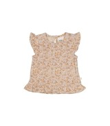 Krepp-T-Shirt Flügelarm Blumen Rüschen