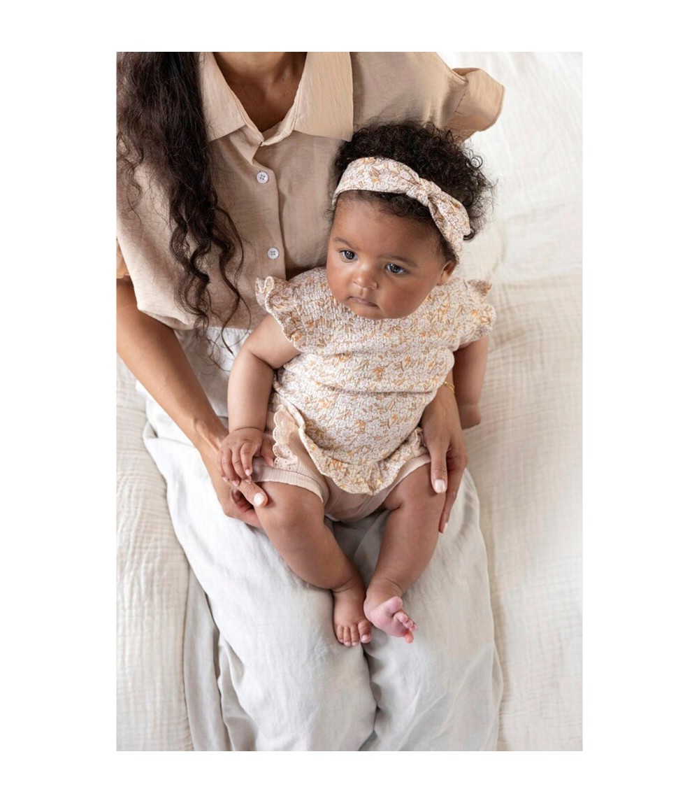 Krepp-T-Shirt Flügelarm Blumen Rüschen