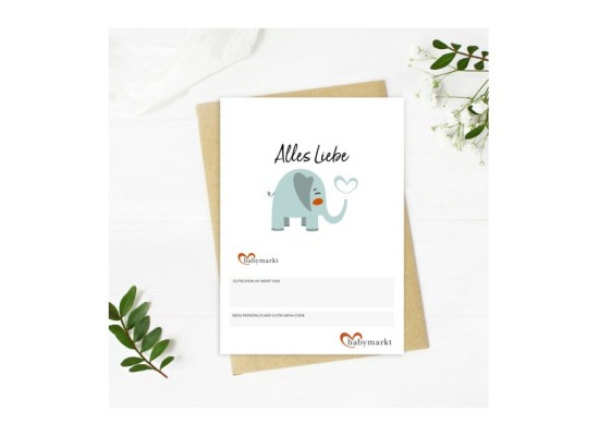 Geschenkgutschein Alles Liebe Elefant