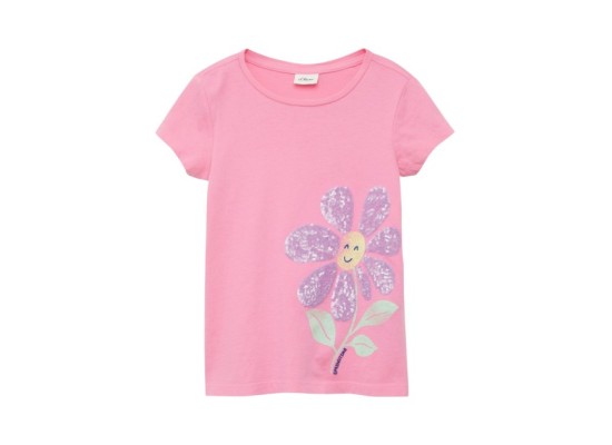 T-Shirt Pailletten-Blume
