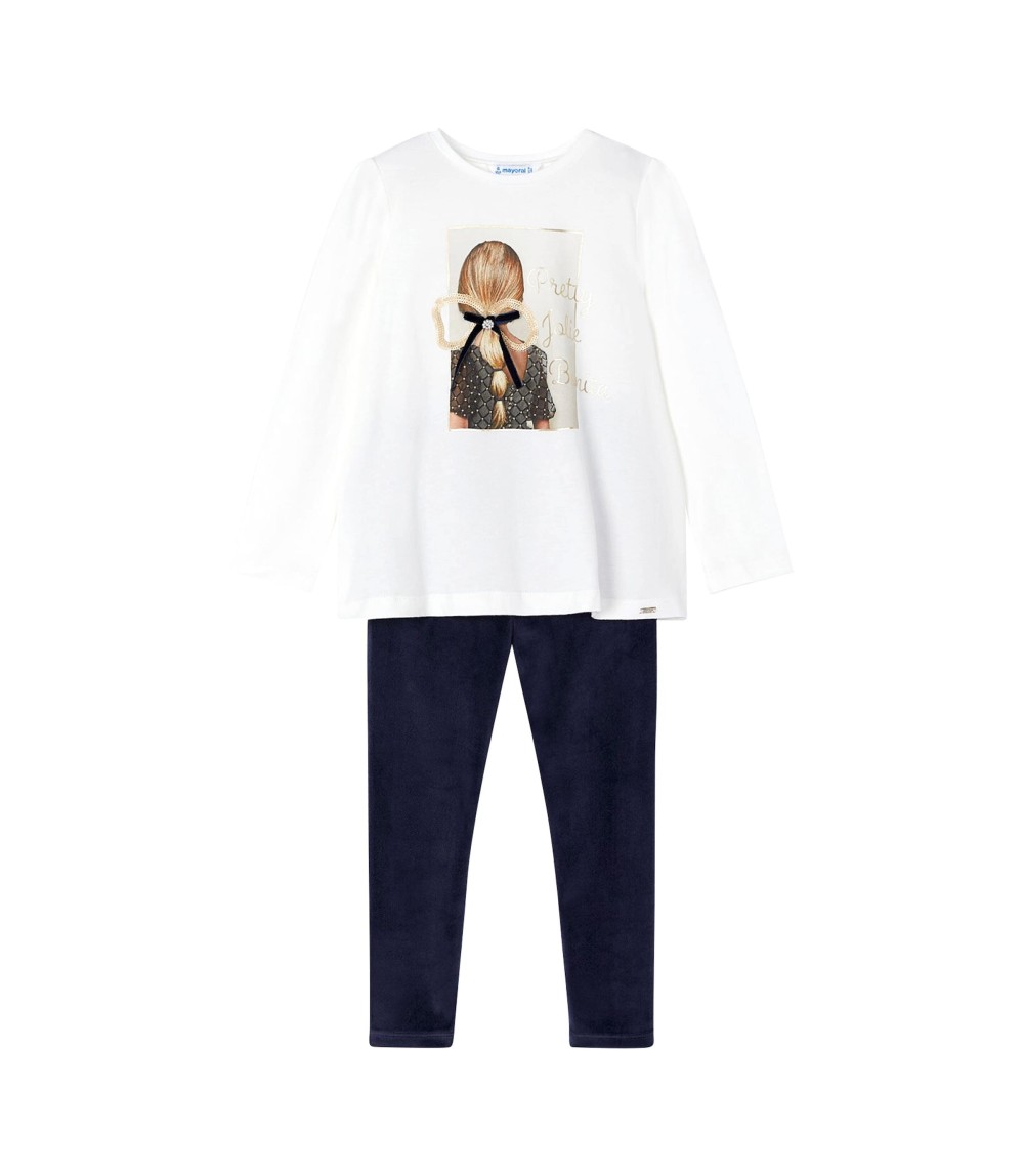 2-tlg. Set Shirt langarm und Samt-Leggings Mädchen