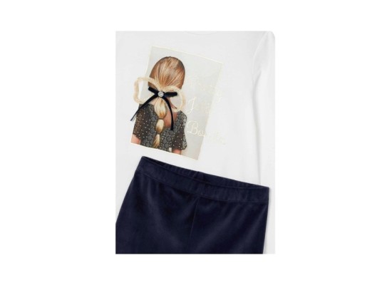 2-tlg. Set Shirt langarm und Samt-Leggings Mädchen