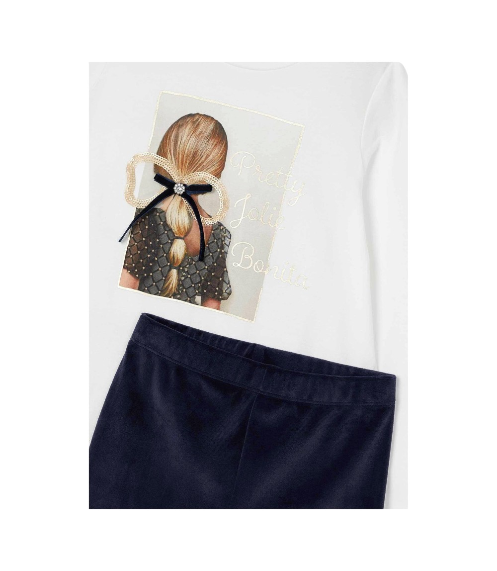 2-tlg. Set Shirt langarm und Samt-Leggings Mädchen