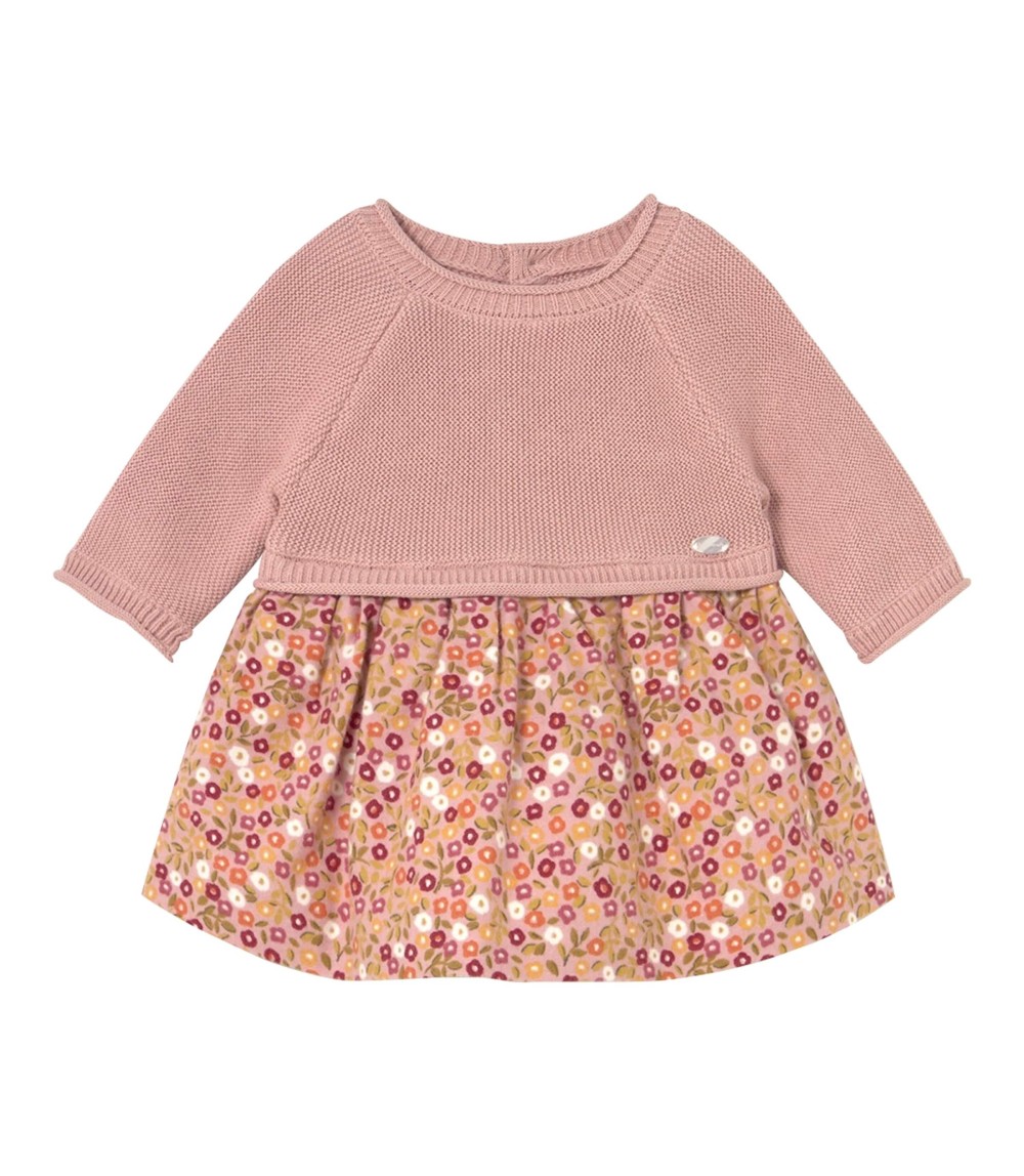 Kleid langarm 2in1 Strickpullover und Rock Blumen