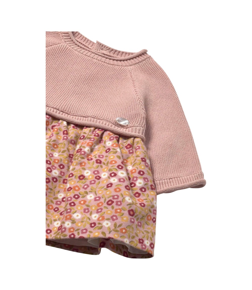 Kleid langarm 2in1 Strickpullover und Rock Blumen