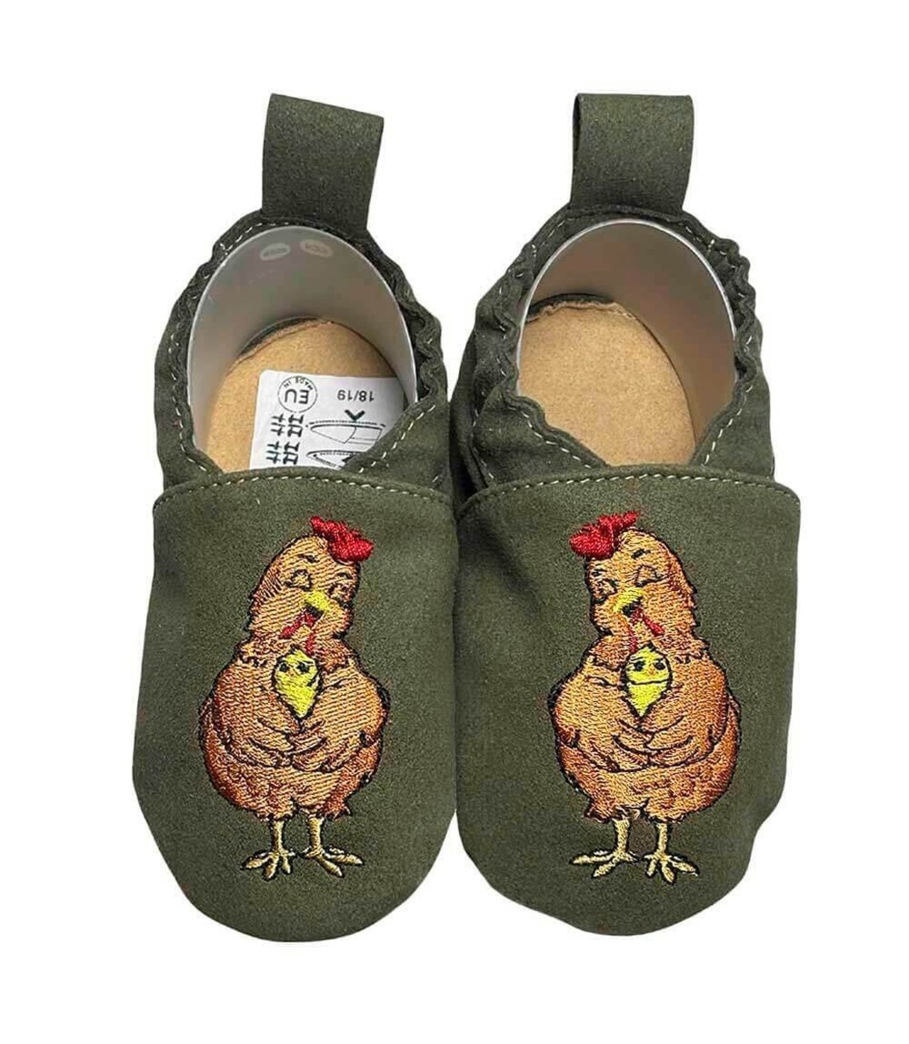 Kinderschuhe RecyStep Mama Huhn grün