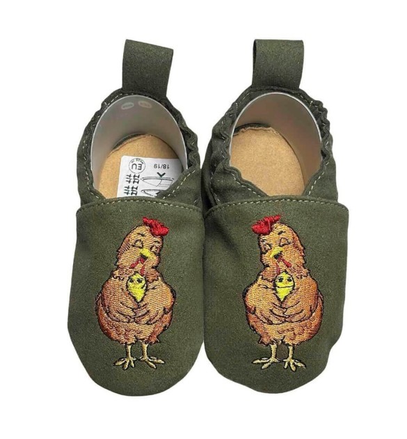 Kinderschuhe RecyStep Mama Huhn grün