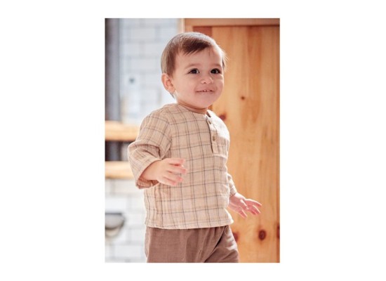 Musselin-Hemd langarm Karo