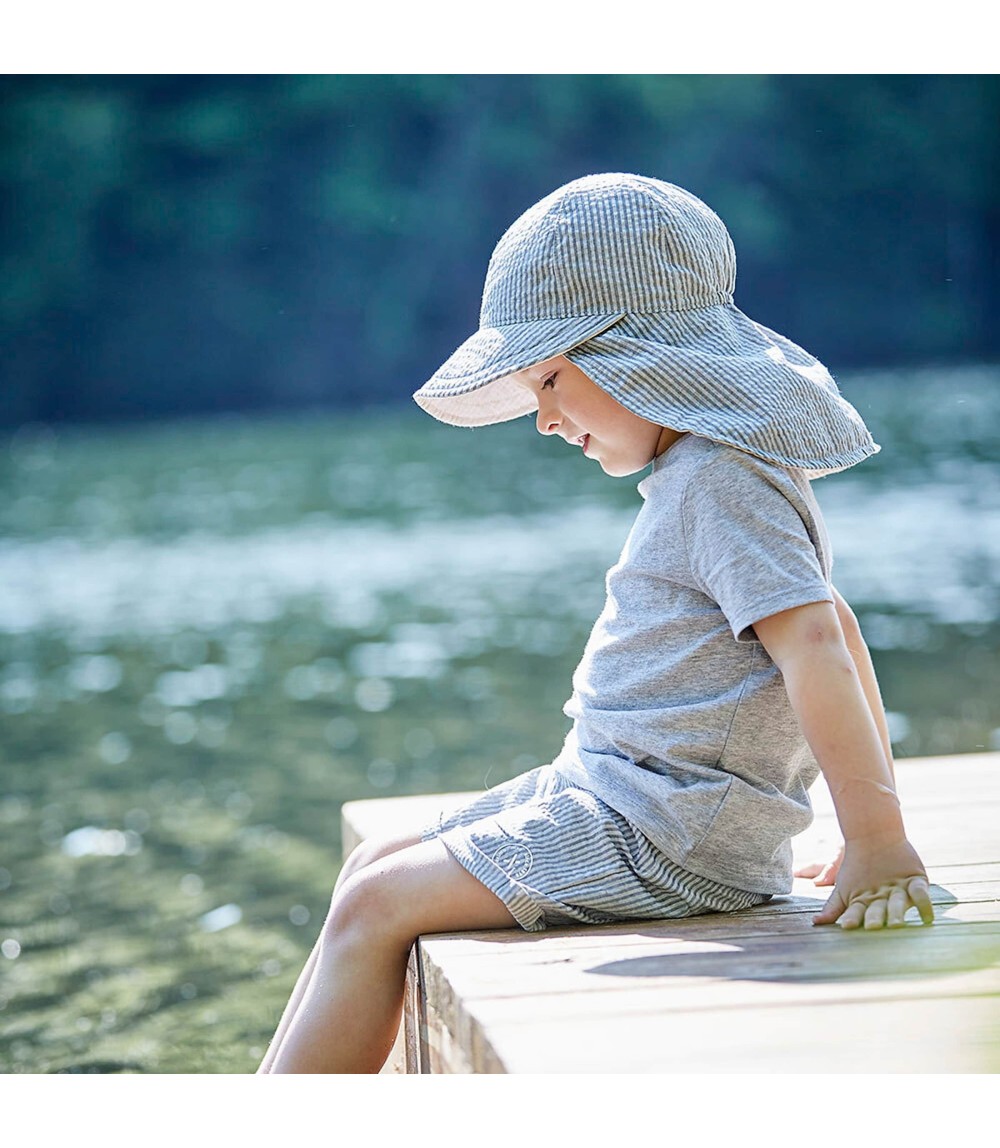 Schirmütze mit Nackenschutz Ringel