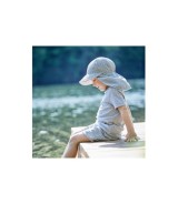 Schirmütze mit Nackenschutz Ringel