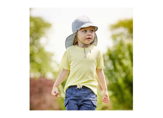 Schirmütze mit Nackenschutz Ringel