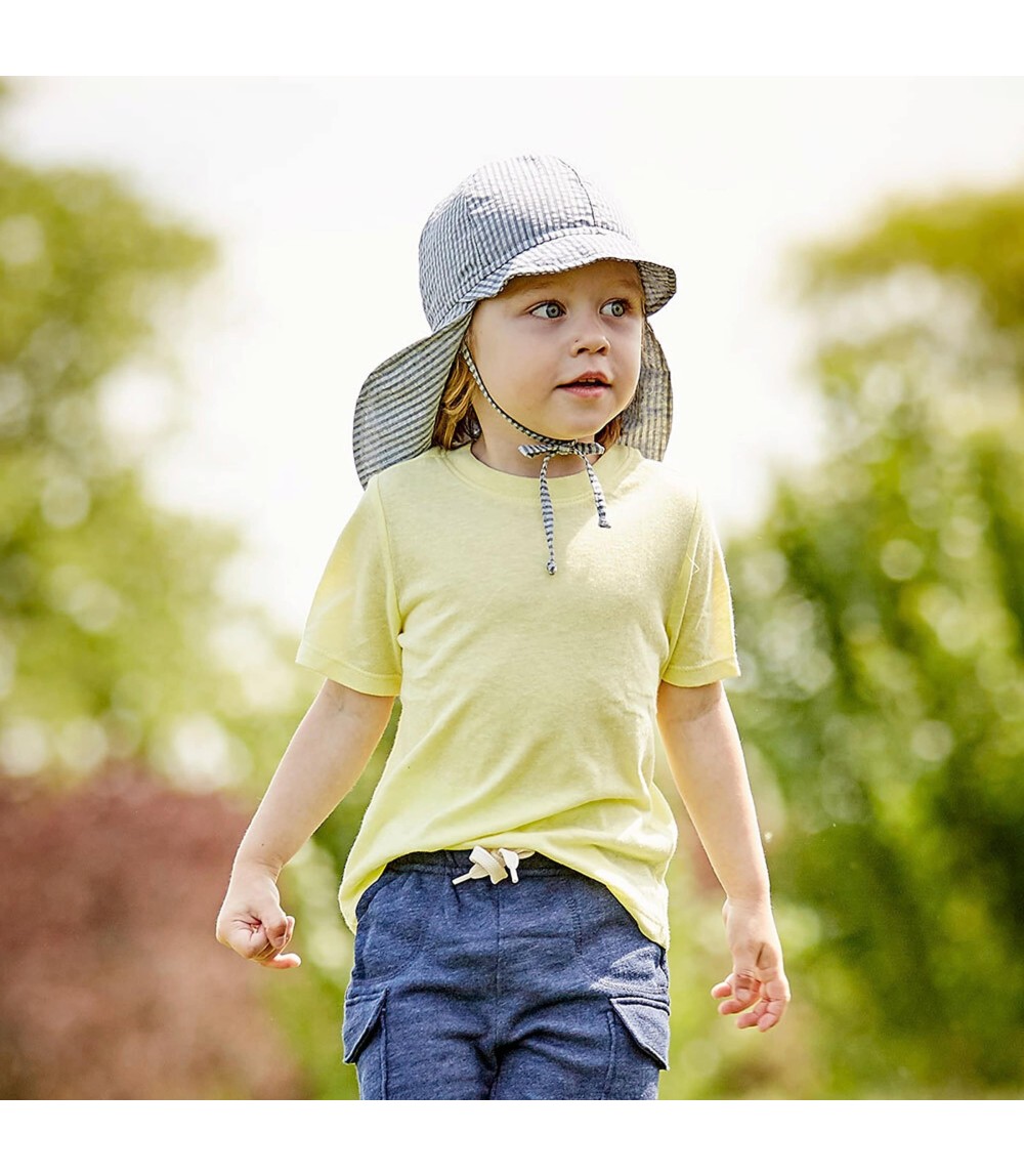 Schirmütze mit Nackenschutz Ringel