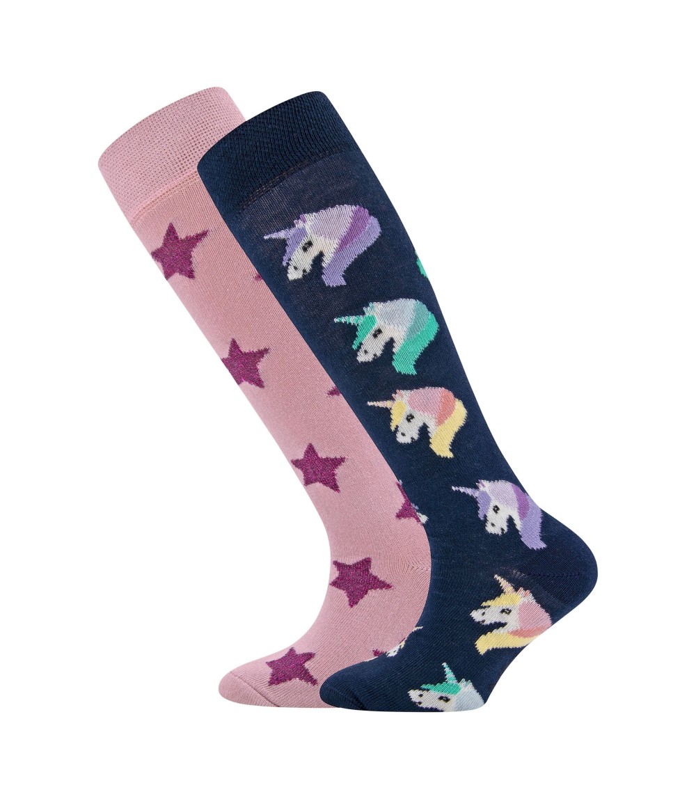 2er-Pack Kniestrümpfe Einhorn Sterne