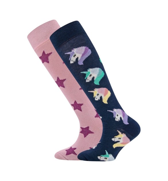 2er-Pack Kniestrümpfe Einhorn Sterne