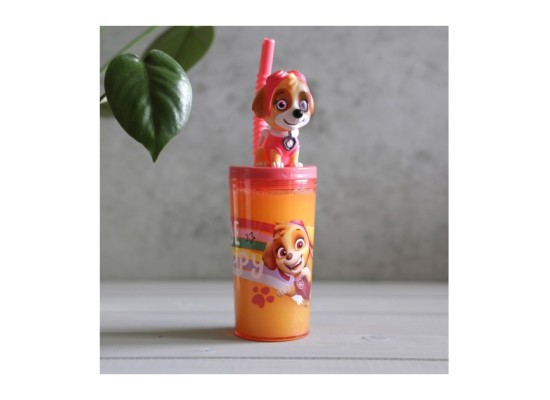 Trinkbecher mit Strohhalm und 3D-Figur, 360 ml