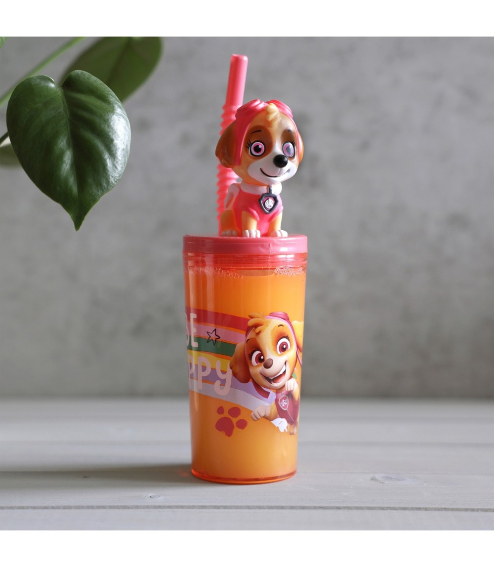 Trinkbecher mit Strohhalm und 3D-Figur, 360 ml